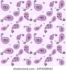 Purple Paisley Dreamscape Seamless Pattern