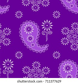 Purple Paisley pattern background seamless, vector