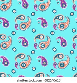 Purple Paisley seamless pattern vector illustration