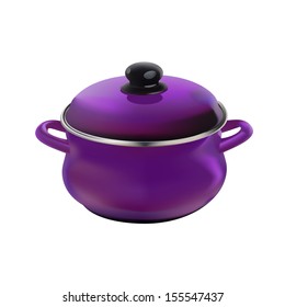 purple pan kitchen pot isolated on white background