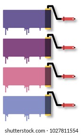 Purple pantone painted with roller brush and red handle icon vector for background idea graphic design concept