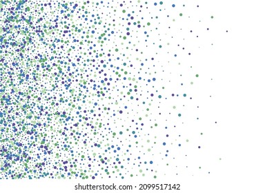 Purple Paper Circle Illustration. Blue Round Sprinkles. Dot Element Background. Green Frame Confetti.