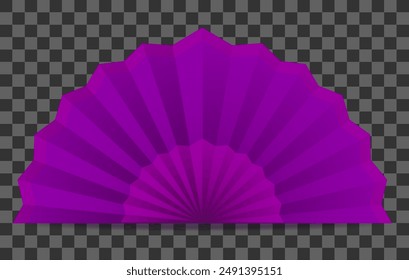 purple paper fan isolated on transparent background. Vector illustration. EPS 10