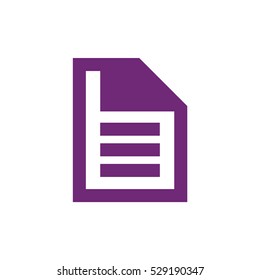 Purple paper note icon. Document vector