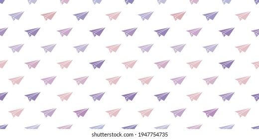 Purple paper plane seamless repeat pattern vector background, origami planes