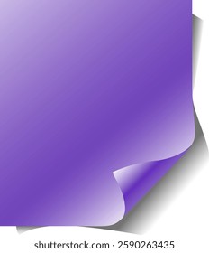 A purple paper sheet with a curled corner