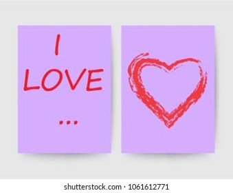 purple paper. Vector illustration. Template of the brochure layout. Love card. A declaration of love. Valentine's Day. Relations. Text.