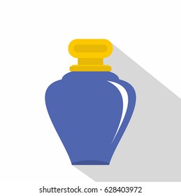 Purple parfume bottle icon. Flat illustration of purple parfume bottle vector icon for web on white background
