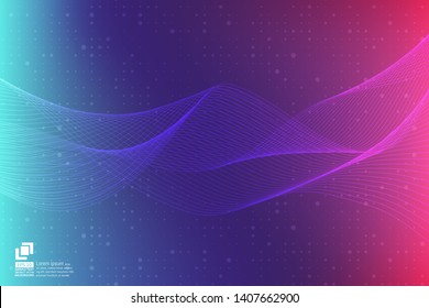 Purple particle line wave abstract background modern design with copy space, Vector illustration for your business and web banner design.