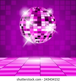 Purple Party background with disco ball