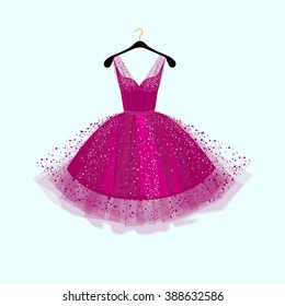 Purple Party dress.Vector illustration