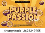 Purple Passion Fruit Text Effect Design with Passion Fruits.