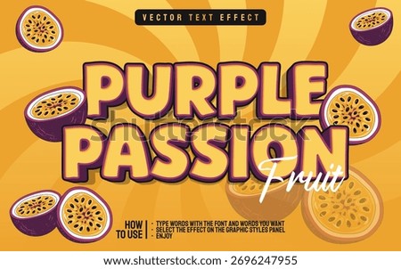 Purple Passion Fruit Text Effect Design with Passion Fruits.