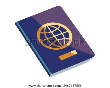 A purple passport featuring a gold globe emblem on the cover