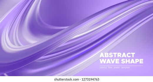 Purple Pastel Background, 3d Fluid Shape in Movement. Gradient Liquid, Ink or Brush Strokes. Violet Flow Poster, Wave Banner Template in Pastel Color Design. Dynamic Ink Strokes for Wallpaper.
