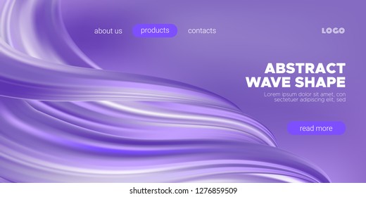 Purple Pastel Background, 3d Fluid Shape in Movement. Gradient Liquid, Ink or Brush Strokes. Violet Flow Poster, Wave Banner Template in Pastel Color Design. Dynamic Ink Strokes for Wallpaper.