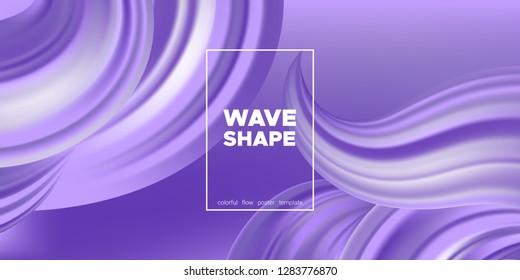 Purple Pastel Background, 3d Fluid Shape in Movement. Gradient Liquid, Ink or Brush Strokes. Violet Flow Poster, Wave Banner Template in Pastel Color Design. Dynamic Ink Strokes for Wallpaper.