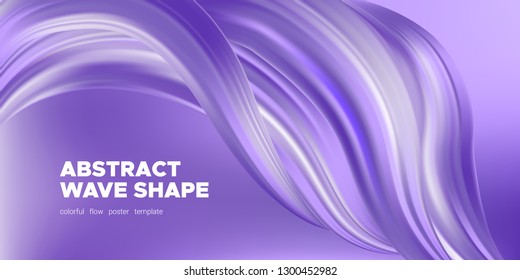 Purple Pastel Background, 3d Fluid Shape in Movement. Gradient Liquid, Ink or Brush Strokes. Violet Flow Poster, Wave Banner Template in Pastel Color Design. Dynamic Ink Strokes for Wallpaper.
