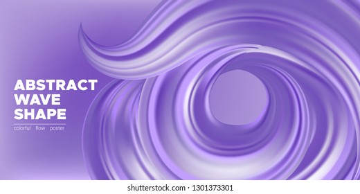 Purple Pastel Background, 3d Fluid Shape in Movement. Gradient Liquid, Ink or Brush Strokes. Violet Flow Poster, Wave Banner Template in Pastel Color Design. Dynamic Ink Strokes for Wallpaper.