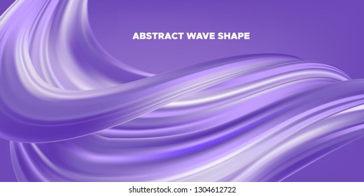 Purple Pastel Background, 3d Fluid Shape in Movement. Gradient Liquid, Ink or Brush Strokes. Violet Flow Poster, Wave Banner Template in Pastel Color Design. Dynamic Ink Strokes for Wallpaper.