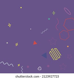 Purple Pastel Lime Simple Blue Oval Violet Illustration. Red Multicolor Green Dark Wave Polygonal Geometry Illustration. Rectangle Square Ring Bright Circle Zigzag Stars Hipster Background.