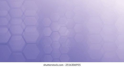 Fundo médico e tecnológico pastel roxo com padrão hexágono e brilhantes brilhos. Vetor abstrato realista bg com favo de mel geométrico transparente