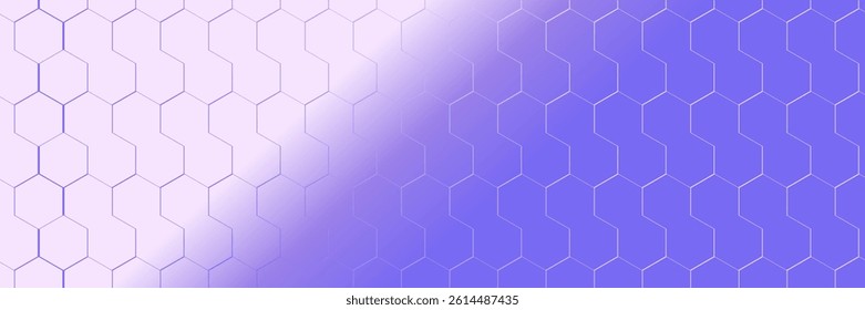 Purple pastel medical and tech background with hexagon pattern and bright sparkles. Realistic vector abstract bg with honeycomb geometric cell texture for medicine and science technology design.