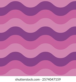 Purple pastel retro groovy horizontal waves seamless pattern. 60s and 70s vibes Vintage Geo Art, waves Pattern Vector illustration. Trendy wave pattern Abstract stripes pink optical art wave line.