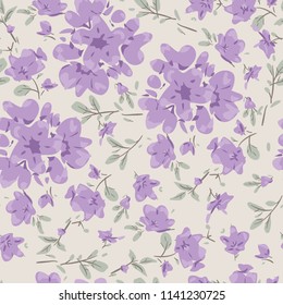 Purple pattern bunch of flowers, repeating print for fabric