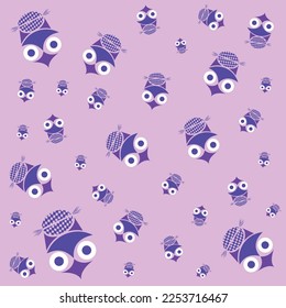 violettes, von Eule inspiriertes Muster