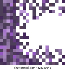 Purple pattern made of squares with copy space. Pixel mosaic background
