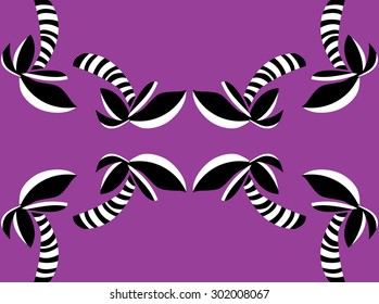 Purple pattern of reflecting palm tree shapes