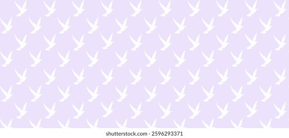 Purple pattern with white silhouette of birds flight background