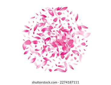Purple Peach Petal Vector White Background. Pink Floor Cherry Petal Frame. Apple Petal Romance Backdrop. Japan Rose Petal Product.