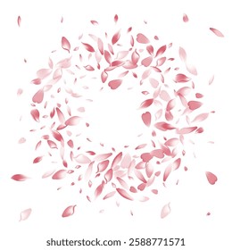 Purple Peach Petal Vector White Background. Transparent Soft Sakura Petal Poster. Apple Petal Floral Pattern. Dream Cherry Petal Cover.