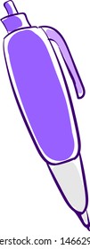Purple pen, illustration, vector on white background.