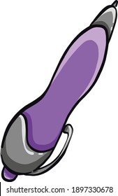 Purple pen, illustration, vector on a white background.