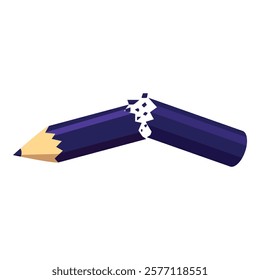 Purple pencil broken in two pieces representing pressure, lack of inspiration and writer's block