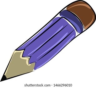 Purple pencil, illustration, vector on white background.