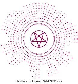 Purple Pentagram in a circle icon isolated on white background. Magic occult star symbol. Abstract circle random dots. Vector Illustration