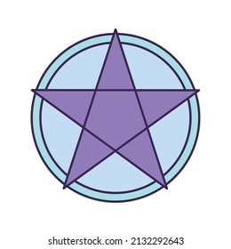 purple pentagram star over white