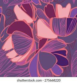 Purple peonies in lines