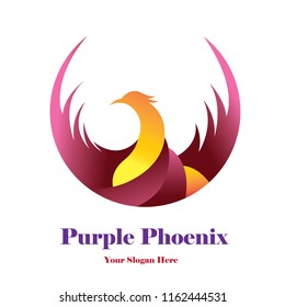 Purple Phoenix template Logo Design Purple and Yellow Color