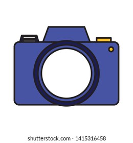 purple photographic camera device icon on white background vector illustration
