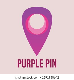 purple pin icon on isolated purple background color