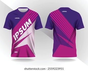 purple pink abstract background pattern for sport jersey design and mockup front and back view