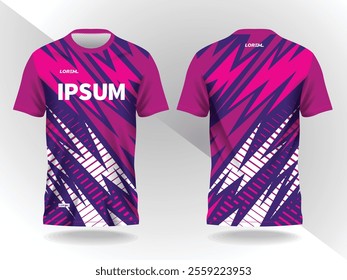 purple pink abstract background pattern for sport jersey design and mockup front and back view