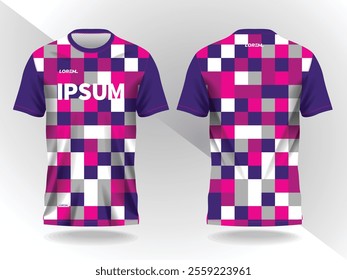 purple pink abstract background pattern for sport jersey design and mockup front and back view