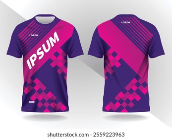 purple pink abstract background pattern for sport jersey design and mockup front and back view