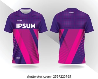 purple pink abstract background pattern for sport jersey design and mockup front and back view